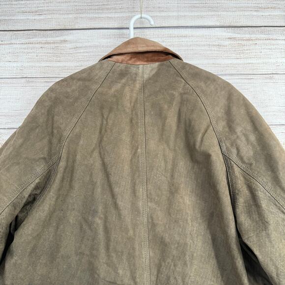 Vintage Echtes Leder Explorer Cargo Leather Jacket Mens XL Tan Gray Suede Collar - Picture 4 of 13